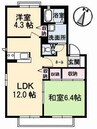 ノーザンライツ　Ｂ棟 2LDKの間取り