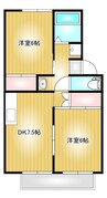 プレジール純A棟 2DKの間取り