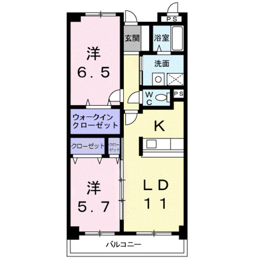 間取図 山陽本線（中国）/倉敷駅 徒歩10分 2階 築20年