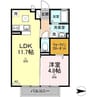 クレイドル浜町 1LDKの間取り