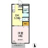 サンビレッジ児島　Ｊ棟 1DKの間取り