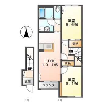 間取図 山陽新幹線（中国・九州）/新倉敷駅 バス10分東小高地下車:停歩3分 2階 築17年