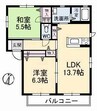 アクアグレイス 2LDKの間取り