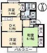 パークスター　Ｂ棟 3DKの間取り