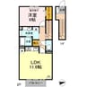 グリーンテラス児島A 1LDKの間取り