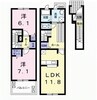 レスペヘリオスＢ 2LDKの間取り