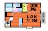 ラフィネ中島　C棟 1LDKの間取り