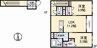 アンシャンテ大内 2LDKの間取り