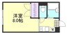 コンフォルト福井 1Kの間取り