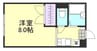 コンフォルト福井 1Kの間取り