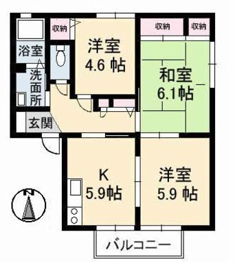 間取図 レジデンスナカヤ　Ｂ棟