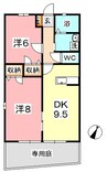 イエンビュ沖　B 2DKの間取り