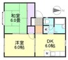 パークサイド酒津　B棟 2DKの間取り