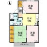 フォンティーヌ　Ｄ棟 3DKの間取り
