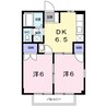 山陽本線（中国）/新倉敷駅 徒歩45分 1階 築28年 2DKの間取り