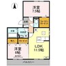 メルベーユ　A棟 2LDKの間取り