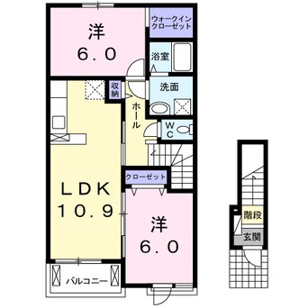 間取図 水島臨海鉄道水島本線/栄駅 徒歩11分 2階 築10年
