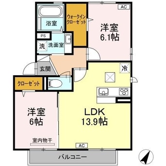 間取図 水島臨海鉄道水島本線/西富井駅 徒歩8分 1階 築5年