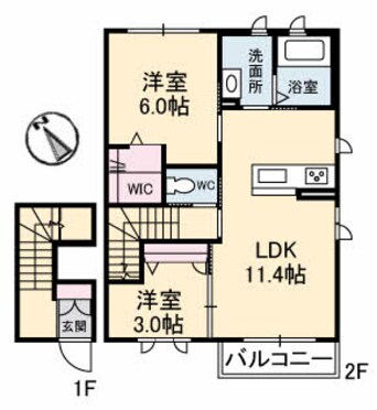間取図 山陽本線（中国）/倉敷駅 徒歩24分 2階 築9年