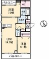 水島臨海鉄道水島本線/球場前駅 徒歩17分 2階 築6年 2LDKの間取り