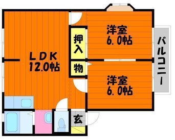 間取図 水島臨海鉄道水島本線/水島駅 徒歩50分 2階 築35年