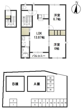 間取図 山陽本線（中国）/庭瀬駅 徒歩20分 2階 築18年