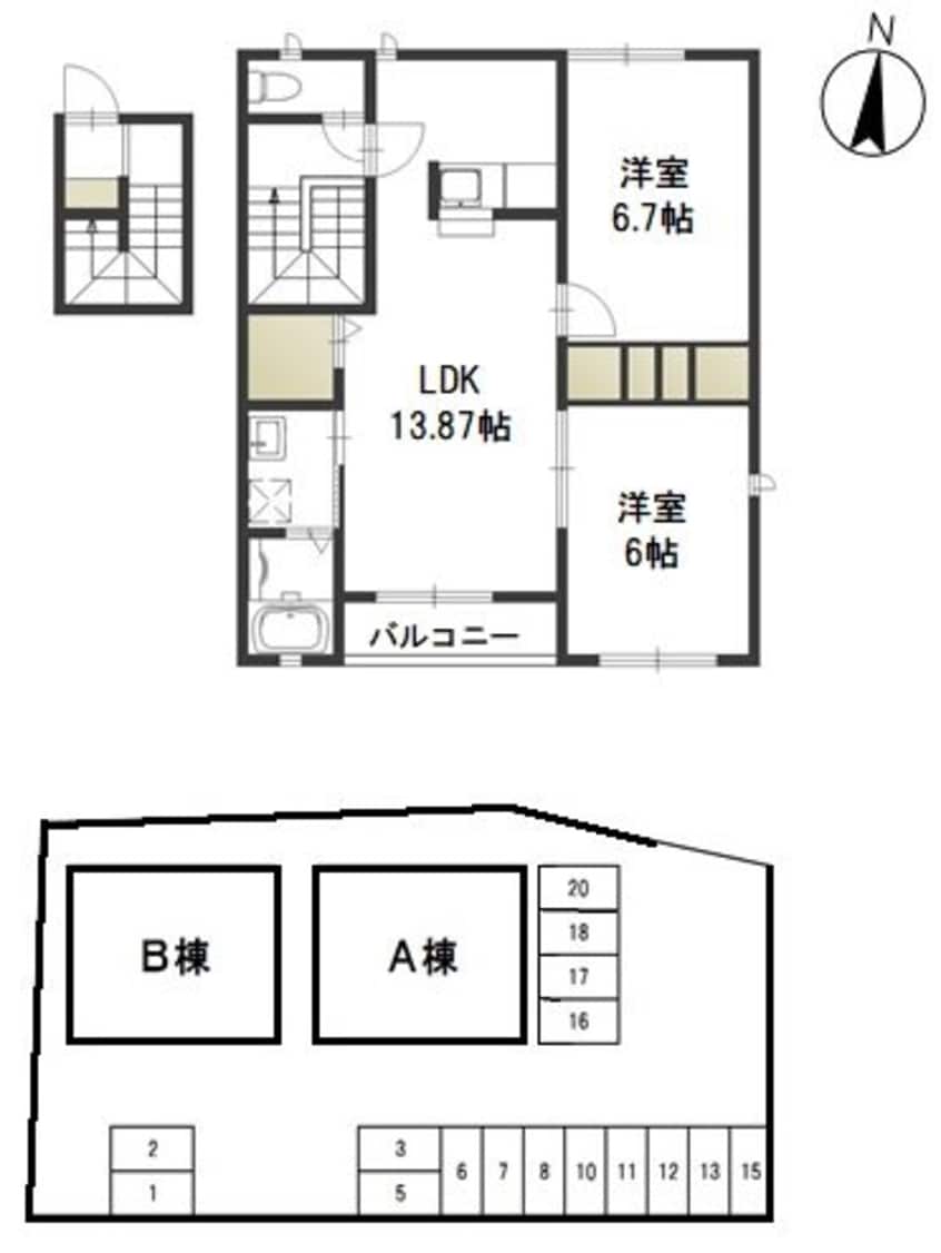 間取図 山陽本線（中国）/庭瀬駅 徒歩20分 2階 築18年