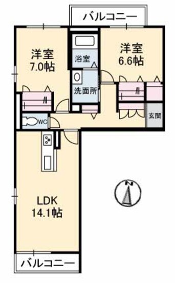 間取図 山陽本線（中国）/倉敷駅 徒歩24分 2階 築8年