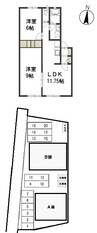 山陽本線（中国）/庭瀬駅 徒歩8分 1階 築21年 2LDKの間取り