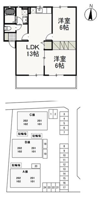 間取図 山陽本線（中国）/庭瀬駅 徒歩18分 1階 築20年