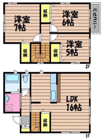 間取図 山陽本線（中国）/中庄駅 徒歩9分 1-2階 築14年