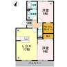 水島臨海鉄道水島本線/西富井駅 徒歩14分 1階 築20年 2LDKの間取り
