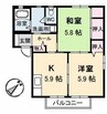 ディアス塩津　Ｂ棟 2Kの間取り