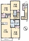 山陽本線（中国）/西阿知駅 徒歩23分 2階 築浅 3LDKの間取り
