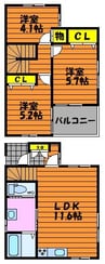 瀬戸大橋線/茶屋町駅 徒歩14分 1-2階 築10年 3LDKの間取り