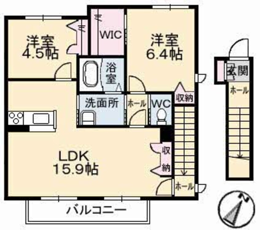 間取図 山陽本線（中国）/新倉敷駅 徒歩26分 2階 築14年