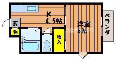 宇野線<宇野みなと線>/茶屋町駅 徒歩4分 1階 築35年 1Kの間取り