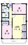 山陽本線（中国）/倉敷駅 バス:16分:停歩2分 3階 築36年 2LDKの間取り