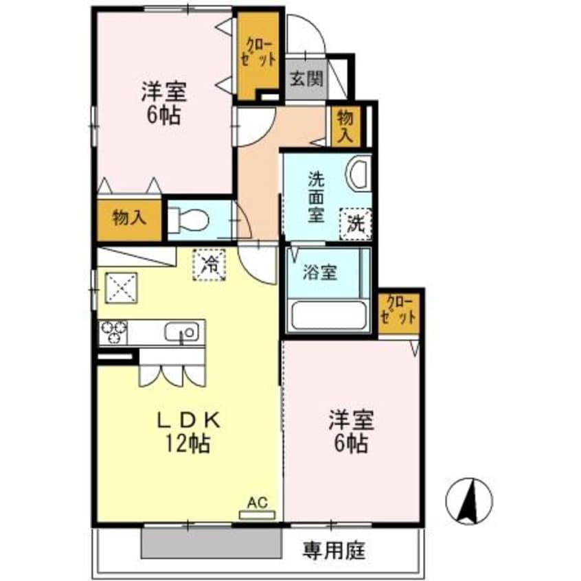 間取図 水島臨海鉄道水島本線/栄駅 徒歩2分 1階 築14年