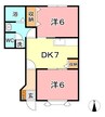 山陽本線（中国）/新倉敷駅 徒歩25分 2階 築28年 2DKの間取り