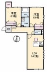 山陽本線（中国）/新倉敷駅 徒歩12分 1階 築9年 2LDKの間取り