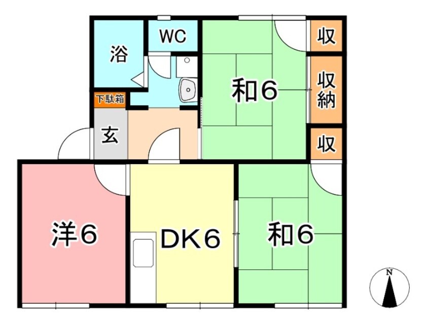 間取図 宇野線<宇野みなと線>/早島駅 徒歩26分 2階 築39年