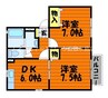 瀬戸大橋線/上の町駅 徒歩18分 2階 築25年 2DKの間取り