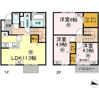 間取図 山陽本線（中国）/庭瀬駅 徒歩42分 1-2階 築6年