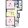山陽本線（中国）/倉敷駅 徒歩24分 1階 築15年 2DKの間取り