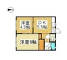 山陽本線（中国）/倉敷駅 徒歩25分 1階 築42年 2DKの間取り