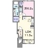 山陽本線（中国）/新倉敷駅 徒歩44分 1階 築浅 1LDKの間取り