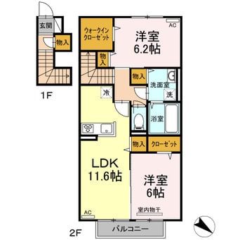 間取図 宇野線<宇野みなと線>/早島駅 徒歩21分 2階 築4年
