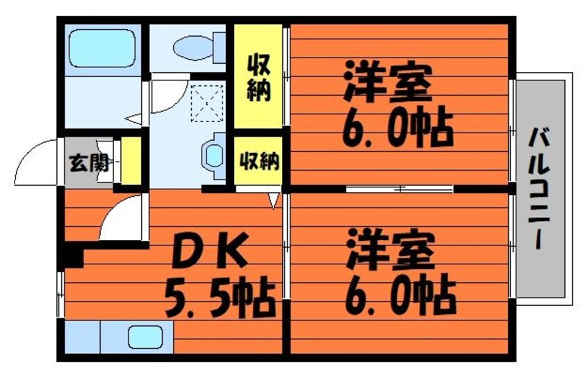 間取図 宇野線<宇野みなと線>/早島駅 徒歩12分 2階 築26年