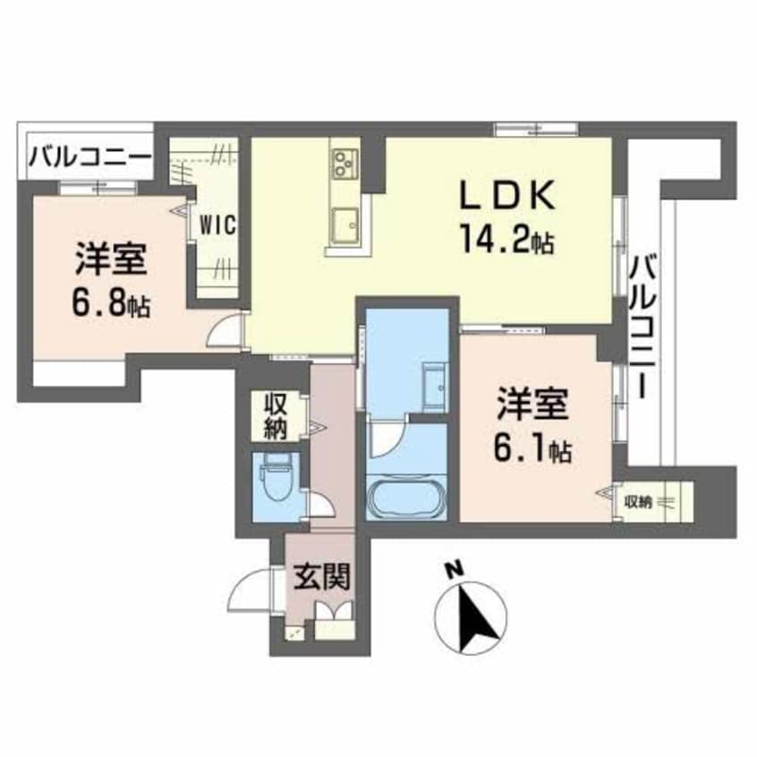 間取図 山陽本線（中国）/西阿知駅 徒歩12分 2階 築1年